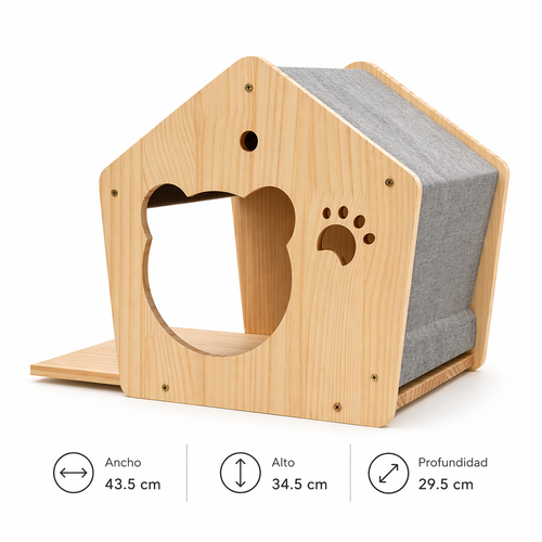 Casa Mural para Gatos de Madera Natural – Modelo A CatLoft