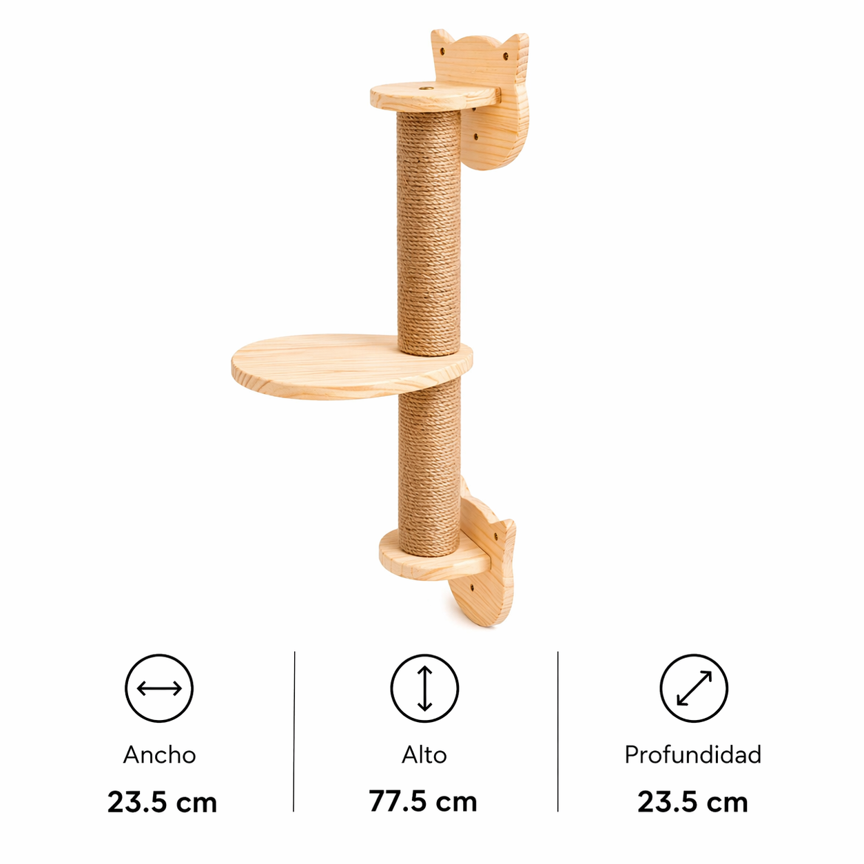 Plataforma Cara de Gato Mural de Madera Natural CatLoft