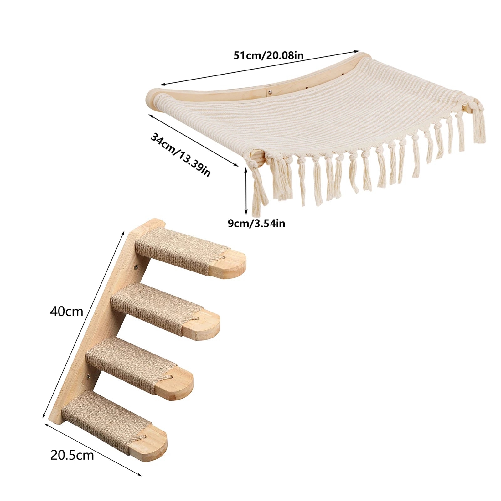Circuito mural 3D para gatos. Casa, hamaca y escalones