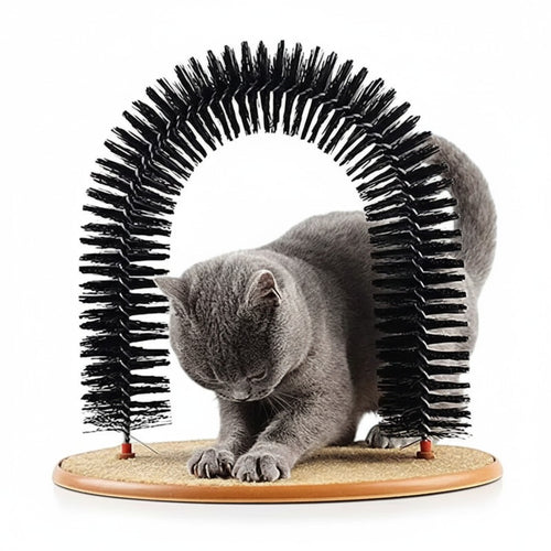 CatLoft self-grooming arch brush with sisal base for cats to scratch and massage.
